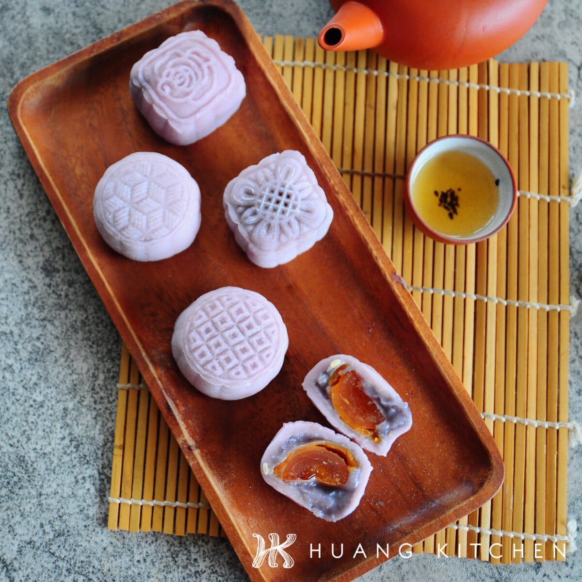 Yam Paste Snowskin Mooncake Recipe - Huang Kitchen - Square Feature Photo