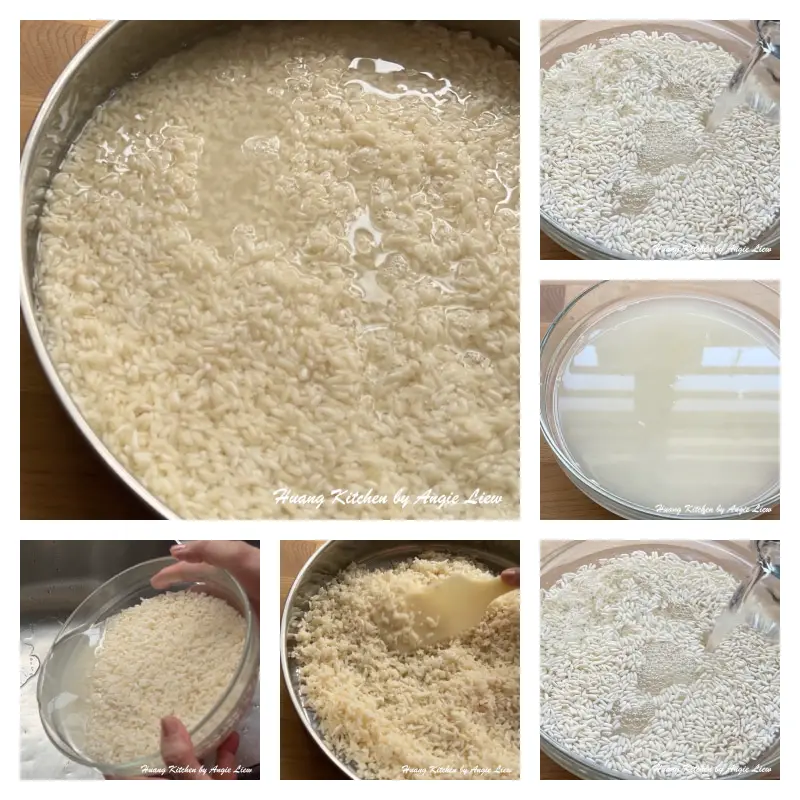 Soak and prepare glutinous rice.